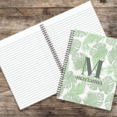 Groene Monogram Palm Leaves Custom Notitieboek