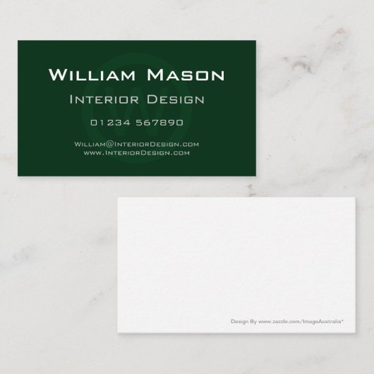 Groene monogram - Professioneel Visitekaartje (Voorkant / Achterkant)