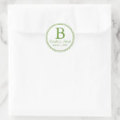 Groene monogram ronde sticker (Tas)