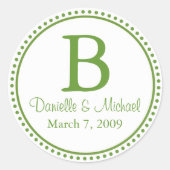 Groene monogram ronde sticker (Voorkant)