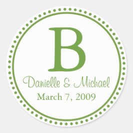 Groene monogram ronde sticker