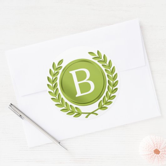Groene monogram Stickers (Envelop)