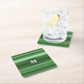 Groene monogram strepen kartonnen onderzetters (Insitu)