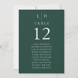 Groene Monogram Tafelnummer Stoelenplattegrond
