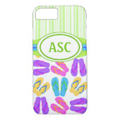 Groene Monogram Teenslippers iPhone 7 Hoesje (Achterkant)