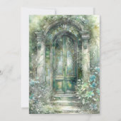 Groene Monogram Tijdloze Elegante Waterverf Weddin Kaart (Achterkant)