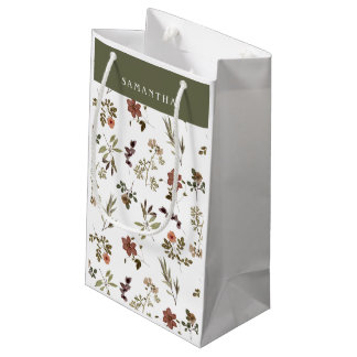 Groene Monogram Wilde Bloemnaam Bourgondië Klein Cadeauzakje
