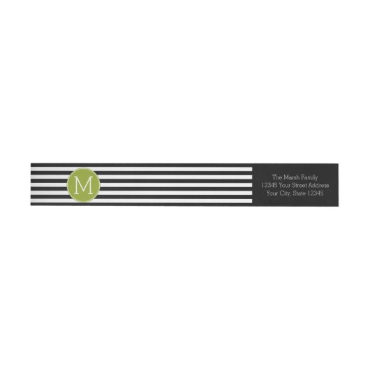Groene monogram zwart-wit met strips (Individueel)