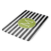 Groene monogram zwart-wit met strips badmat (Gekanteld)