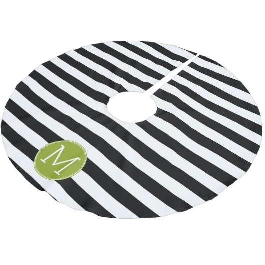 Groene monogram zwart-wit met strips kerstboom rok (Gekanteld)