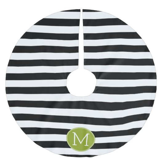 Groene monogram zwart-wit met strips kerstboom rok (Voorkant)