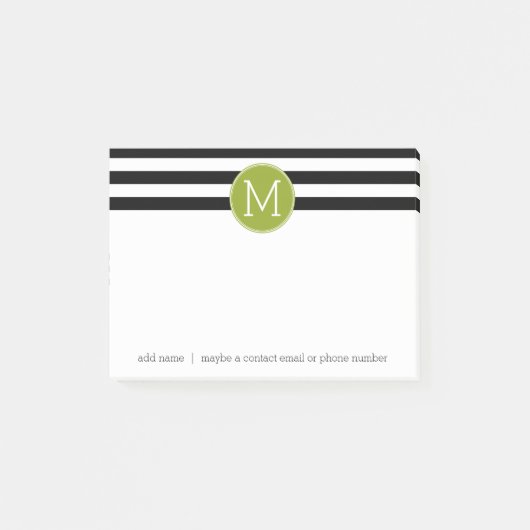 Groene monogram zwart-wit met strips post-it® notes (Voorkant)