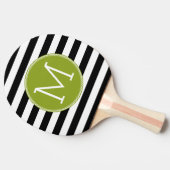 Groene monogram zwart-wit met strips tafeltennisbatje (Zijkant)