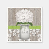 Groene Monogrammed Hydrangea Mason Jar Servetten (Voorkant)