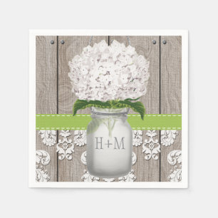 Groene Monogrammed Hydrangea Mason Jar Servetten