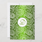Groene Monogrammed Paisley Wedding Invitation Kaart (Voorkant)