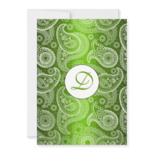 Groene Monogrammed Paisley Wedding Invitation