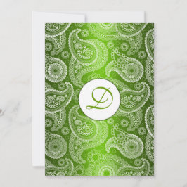 Groene Monogrammed Paisley Wedding Invitation Kaart