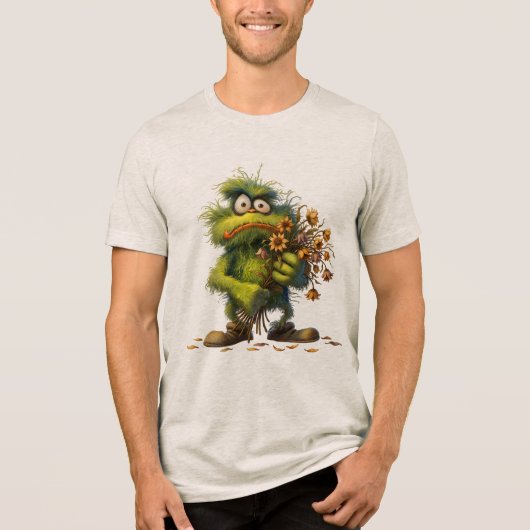 Groene Monster Bloem Tri-Blend Shirt (Voorkant)