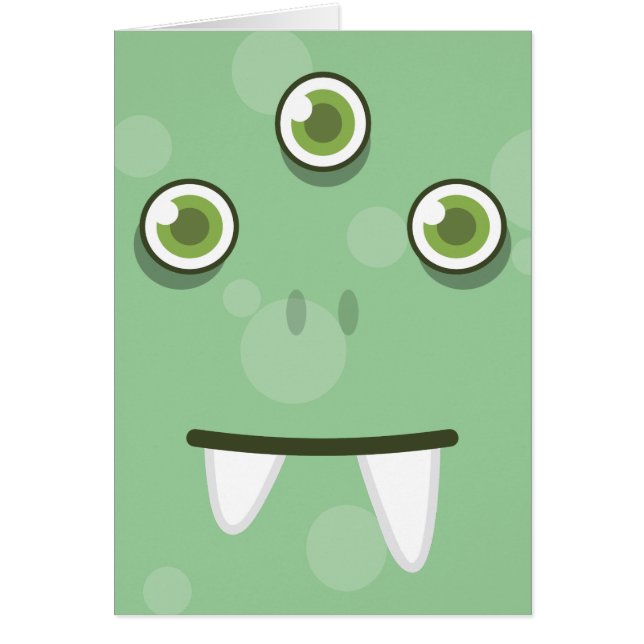 Groene Monster Face Note Card (Voorkant)