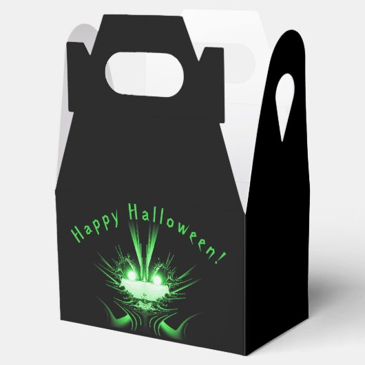 Groene Monster Gloeiende Ogen Gelukkig Halloween Bedankdoosjes (Geopend)
