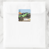 Groene monster in actie vierkante sticker (Tas)