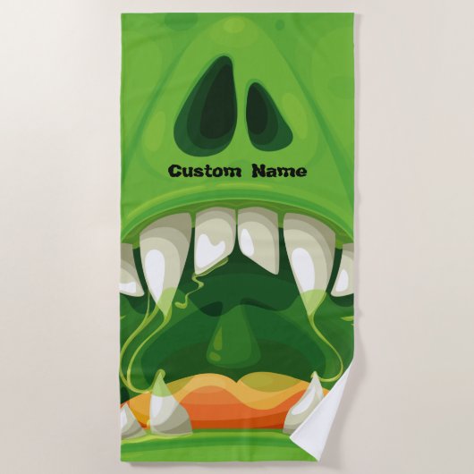 Groene Monster met Big Teeth Strandlaken (Voorkant)