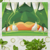 Groene Monster met Big Teeth Theedoek (Gevouwen)
