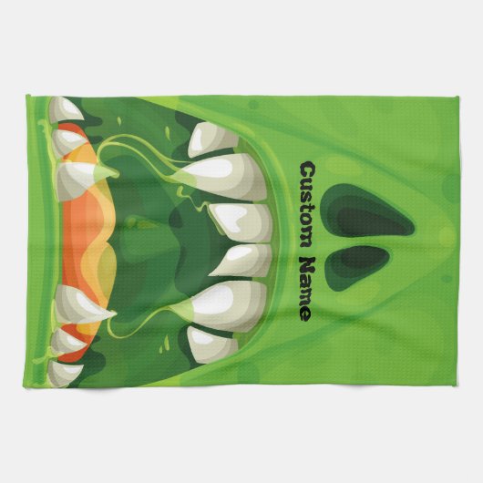 Groene Monster met Big Teeth Theedoek (Horizontaal)