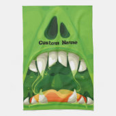 Groene Monster met Big Teeth Theedoek (Verticaal)