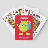 Groene Monster op rode achtergrond Pokerkaarten (Achterkant)