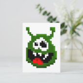 Groene monster - Pixel Art Briefkaart (Staand voorkant)