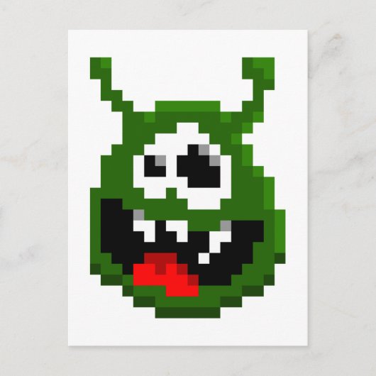 Groene monster - Pixel Art Briefkaart (Voorkant)