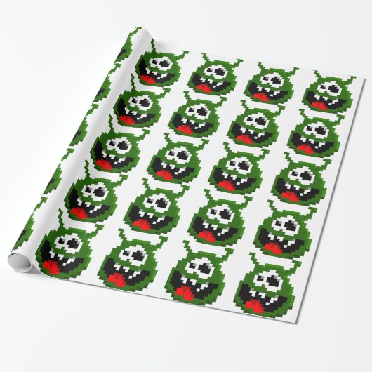 Groene monster - Pixel Art Cadeaupapier (Uitgerold)