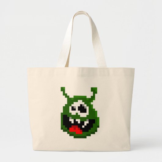 Groene monster - Pixel Art Grote Tote Bag (Voorkant)