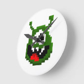 Groene monster - Pixel Art Ronde Klok (Hoek)