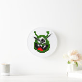 Groene monster - Pixel Art Ronde Klok (Huis)