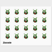 Groene monster - Pixel Art Ronde Sticker (Vel)