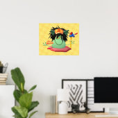 Groene Monster Pizza karakter geanimeerd Poster (Thuiskantoor)