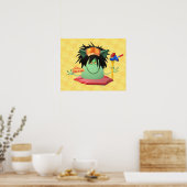 Groene Monster Pizza karakter geanimeerd Poster (Keuken)