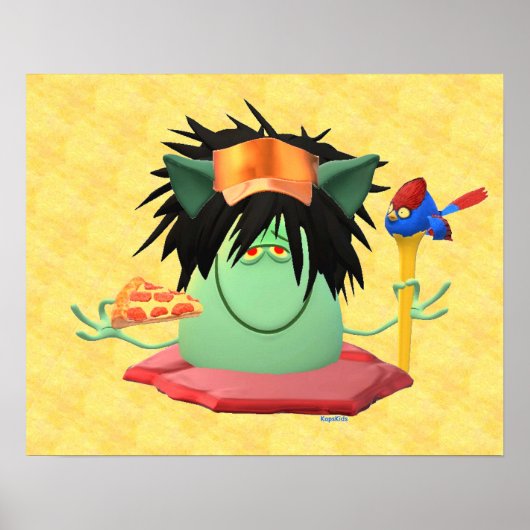 Groene Monster Pizza karakter geanimeerd Poster (Voorkant)