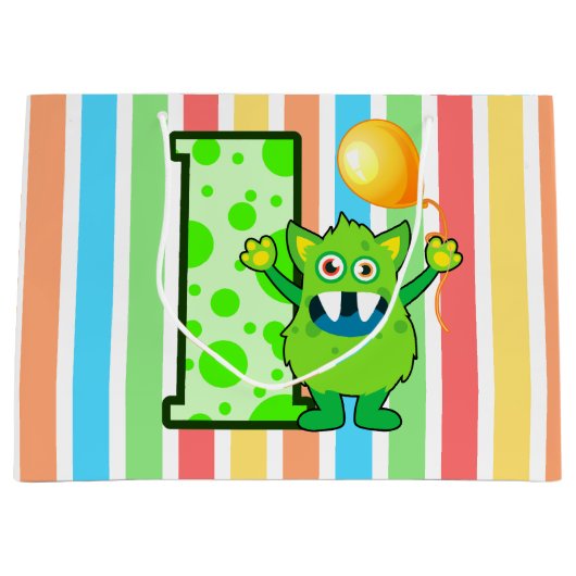 Groene Monster Stripe Large Cadeautasje (Voorkant)