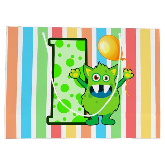 Groene Monster Stripe Large Cadeautasje (Achterkant)