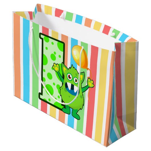 Groene Monster Stripe Large Cadeautasje (Achterkant Gekanteld)
