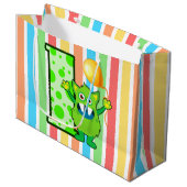 Groene Monster Stripe Large Cadeautasje (Voorkant Gekanteld)