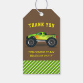 Groene Monster Truck Kids Birthday Party Favor Cadeaulabel (Voorkant)
