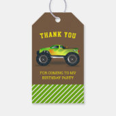Groene Monster Truck Kids Birthday Party Favor Cadeaulabel (Achterkant)