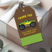 Groene Monster Truck Kids Birthday Party Favor Cadeaulabel