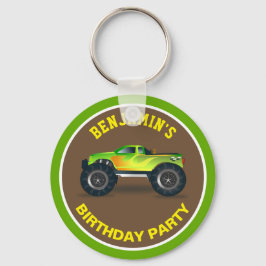 Groene Monster Truck Kids Birthday Party Favor Sleutelhanger
