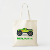 Groene Monster Truck Kids Tote Bag (Voorkant)